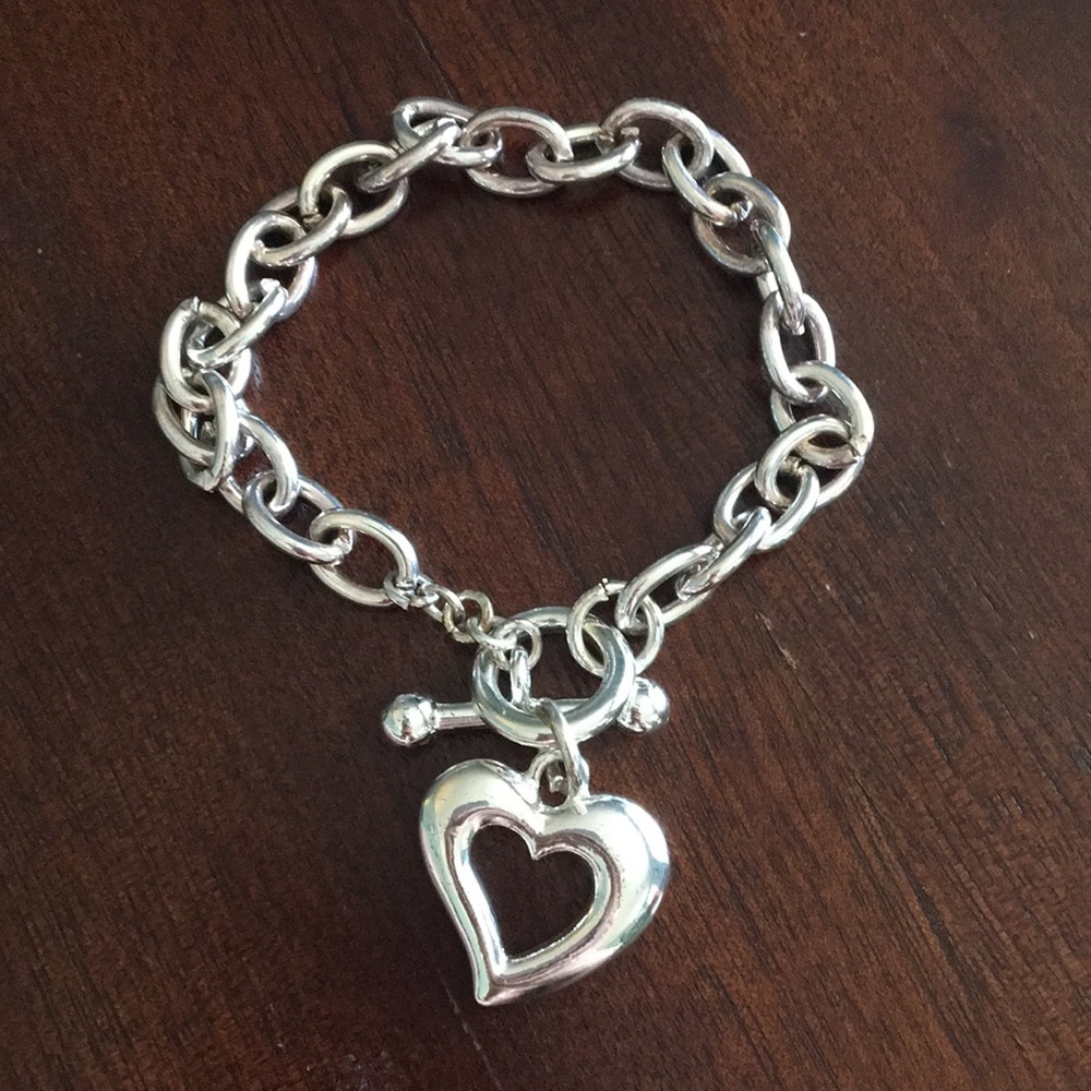 Silver heart charm bracelet